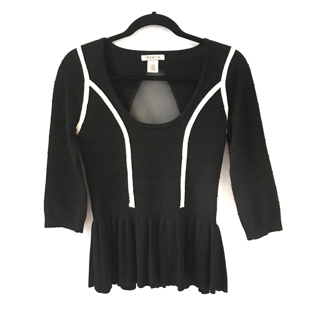 Arden B Sheer Back Peplum Top